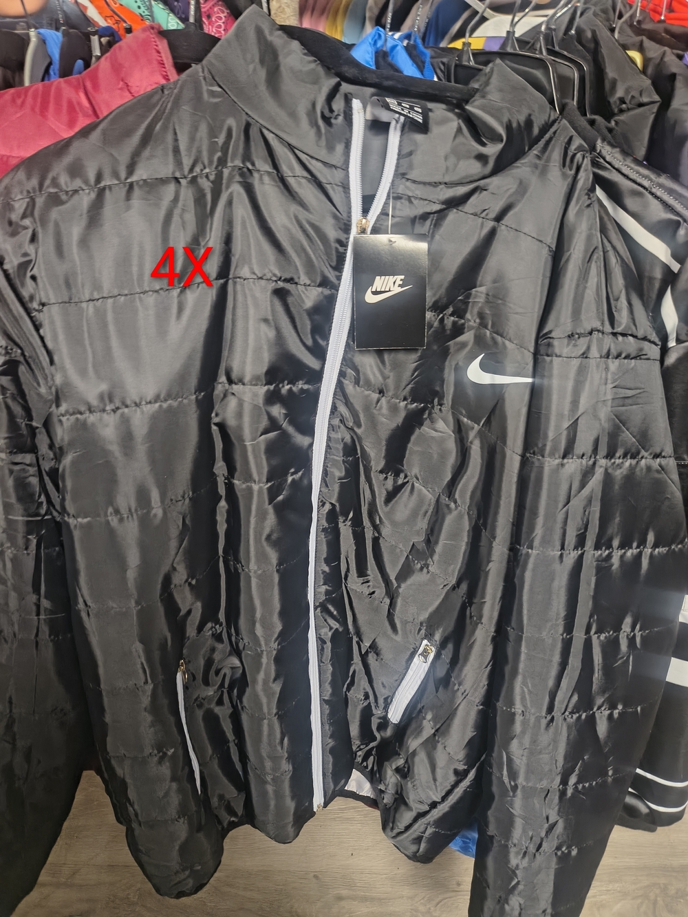 Nike Black Puffer Jacket with White Trim Size: 4x